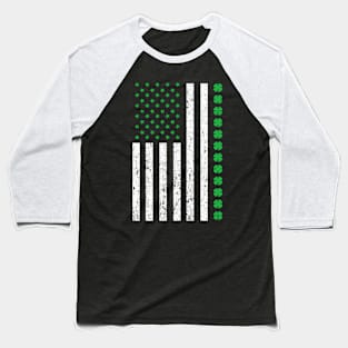 Shamrock Irish Usa Flag St Patricks Day Baseball T-Shirt